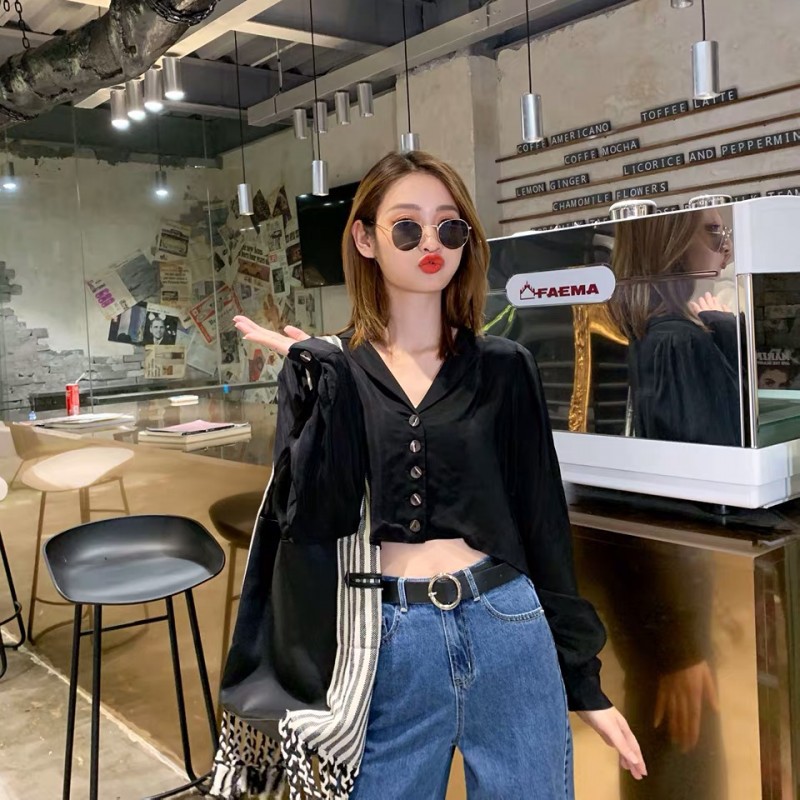 เสื้อครอปคอปก แขนพอง 17NOV19