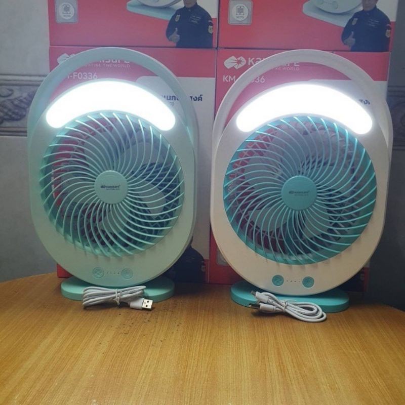 พัดลมKAMISAFE KM F0336 พัดลมแบบชาร์จไฟขนาด9 นิ้ว มีไฟLED รูปที่ 3