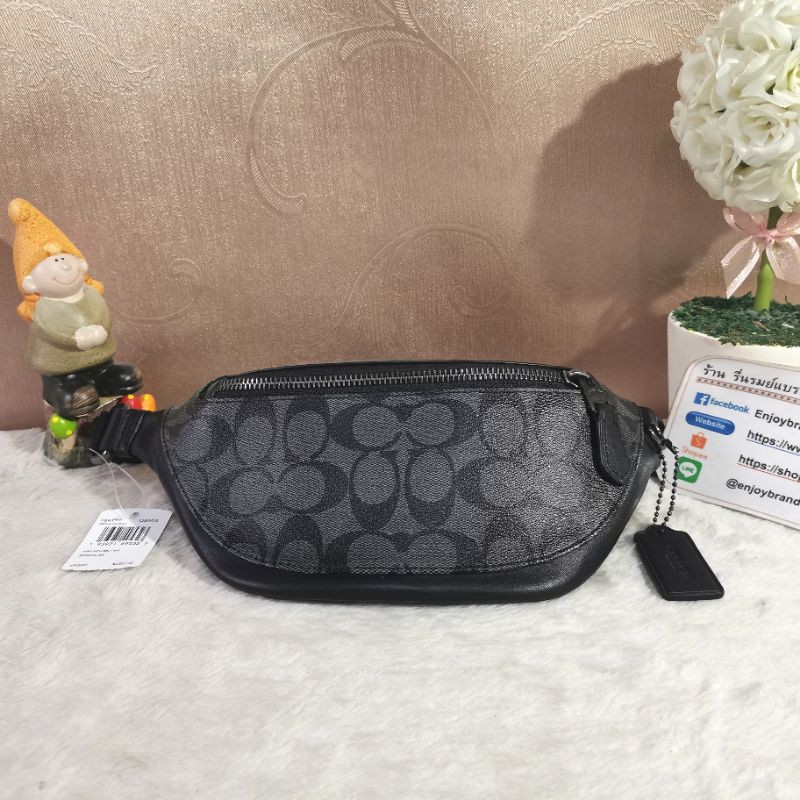 COACH F84711 WARREN MINI BELT BAG IN SIGNATURE CANVASCOLOR: QB/CHARCOAL/BLACK