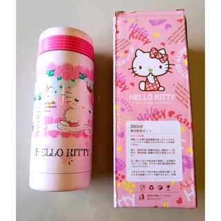 กระติกน้ำ Kitty เก็บอุณหภูมิ ยกดื่ม ลายกุหลาบ สีชมพู 260ml.