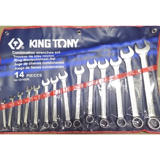 KINGTONY 1214SR ประแจแหวนข้างปากตาย ชุด 14ตัว 5/16"-1-1/4" ของแท้ ชุดแหวนข้างปากตาย คิงโทนี่ หน่วยนิ้ว