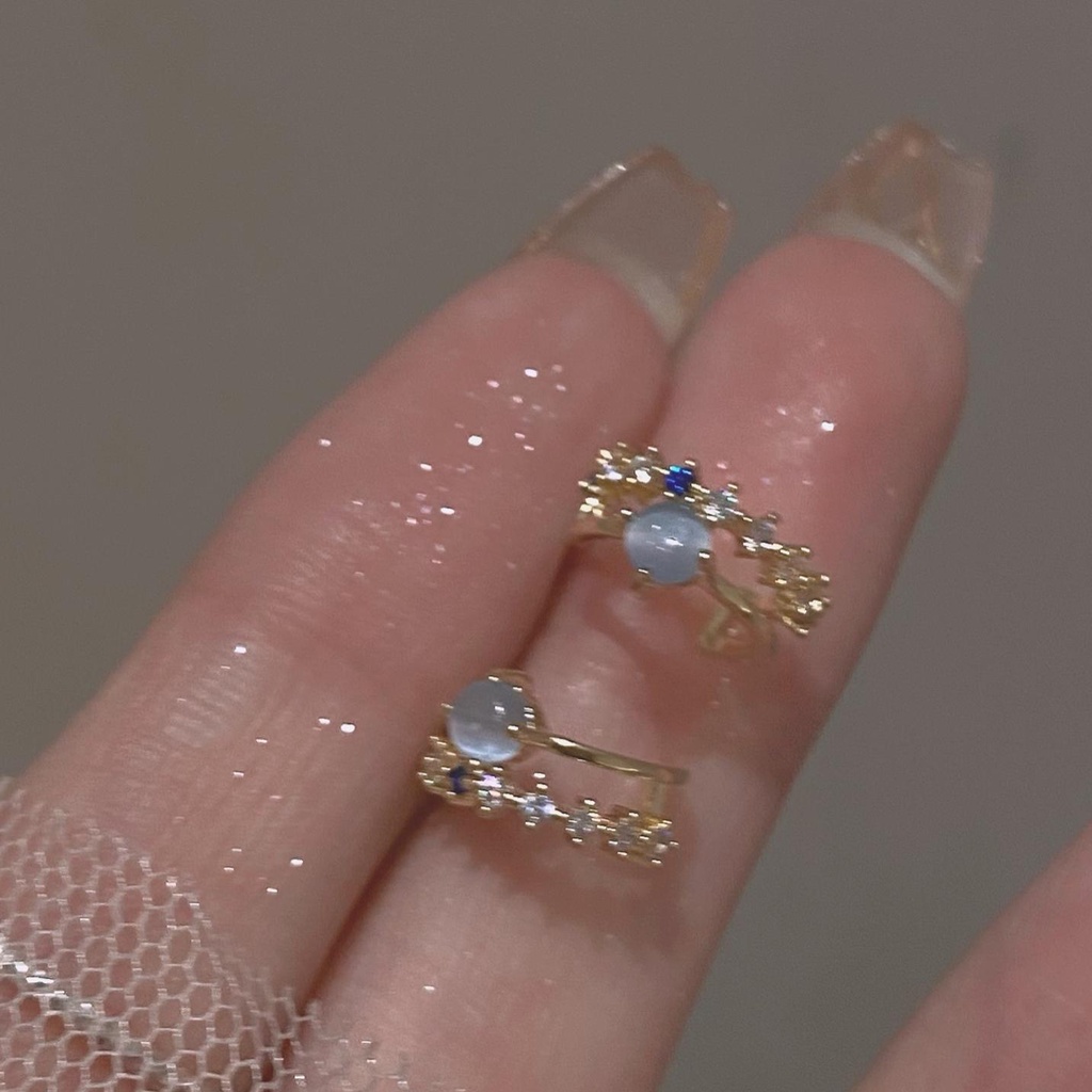 2022 {Island Blue Mist} Blue Cats Eye ยุงแผ่นธูปคลิปหูไม่มีต่างหูพายต่างหูพร็อพประณีตทุกวัน