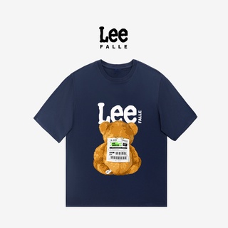 Leefalle เสื้อคอกลม แขนสั้น ผ้าฝ้าย พิมพ์ลายหมี ทรงหลวม แฟชั่นฤดูร้อน