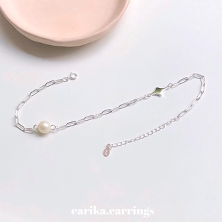 กระพรวนข้อเท้าเฟิ่งจิ่ว สร้อยข้อเท้าทอง earika.earrings - pearl sparkling anklet สร้อยข้อเท้าเงินแท้ ปรับขนาดได้