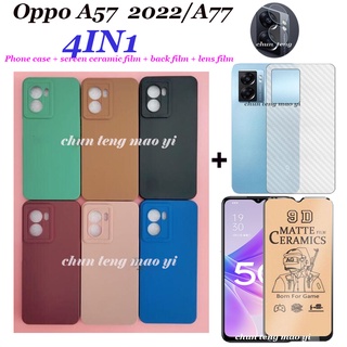 4 in 1 เคสโทรศัพท์ซิลิโคน แบบนิ่ม สีแคนดี้ สําหรับ OPPO A57 4G 2022 A77 A96 A36 A76 2022