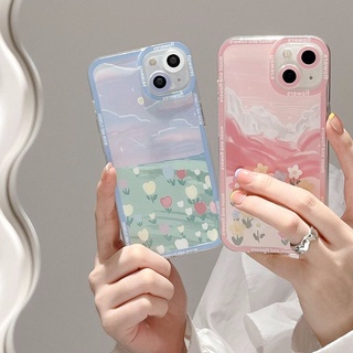 เคสโทรศัพท์มือถือ ลายดอกทิวลิป สไตล์เกาหลี สําหรับ iPhone 14 13 12 11 Pro Xs Max XR X SE 2020 6 6s 7 8 Plus