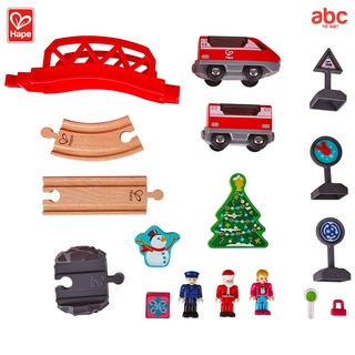 Hape Mainan Kayu Set Kereta Api Kota Musim Dingin Railway Set Advent Calender Mainan Edukasi Anak 3 Tahun ke Atas gambar 6