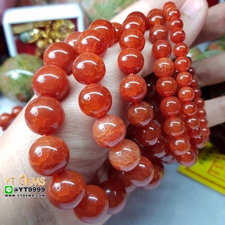 สร้อยข้อมือเกล็ดมังกร สีส้ม เกรดA หินเกร็ดมังกร สีส้มแท้ ขนาดหิน 6 mm YTG-8941