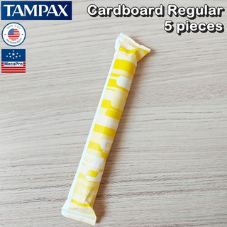 Tampax® Cardboard Regular Tampons 5 Count ผ้าอนามัยแบบสอด สำหรับวันมาปกติ ปราศจากน้ำหอม สีย้อม และสารฟอกสี