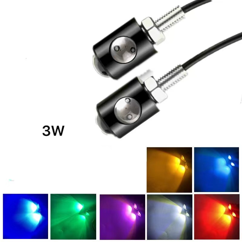ไฟตาแมวมีข้าง 2ชิ้น LED 12V ไฟเลี้ยวแต่ง 3W ไฟส่องป้ายทะเบียน เลือกสีได้