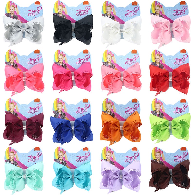 Jojo Siwa ใหม่เด็ก Bow Hairpin เลเซอร์ตัดดอกไม้ Hollow ผ้า Headdress