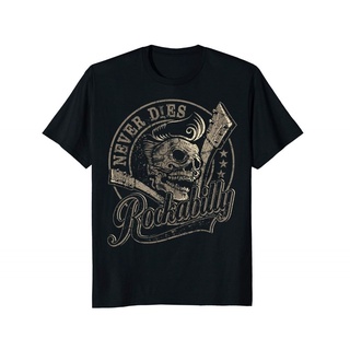 [S-5XL] เสื้อยืด ผ้าฝ้าย พิมพ์ลายหัวกะโหลก Rockabillys อินเทรนด์ สําหรับผู้ชาย