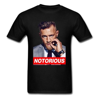 เสื้อยืดโอเวอร์ไซส์เสื้อยืด ผ้าฝ้าย พิมพ์ลายตัวอักษร Mcgregor Notorious Man 3 มิติ สีดํา สําหรับผู้ชายS-3XL