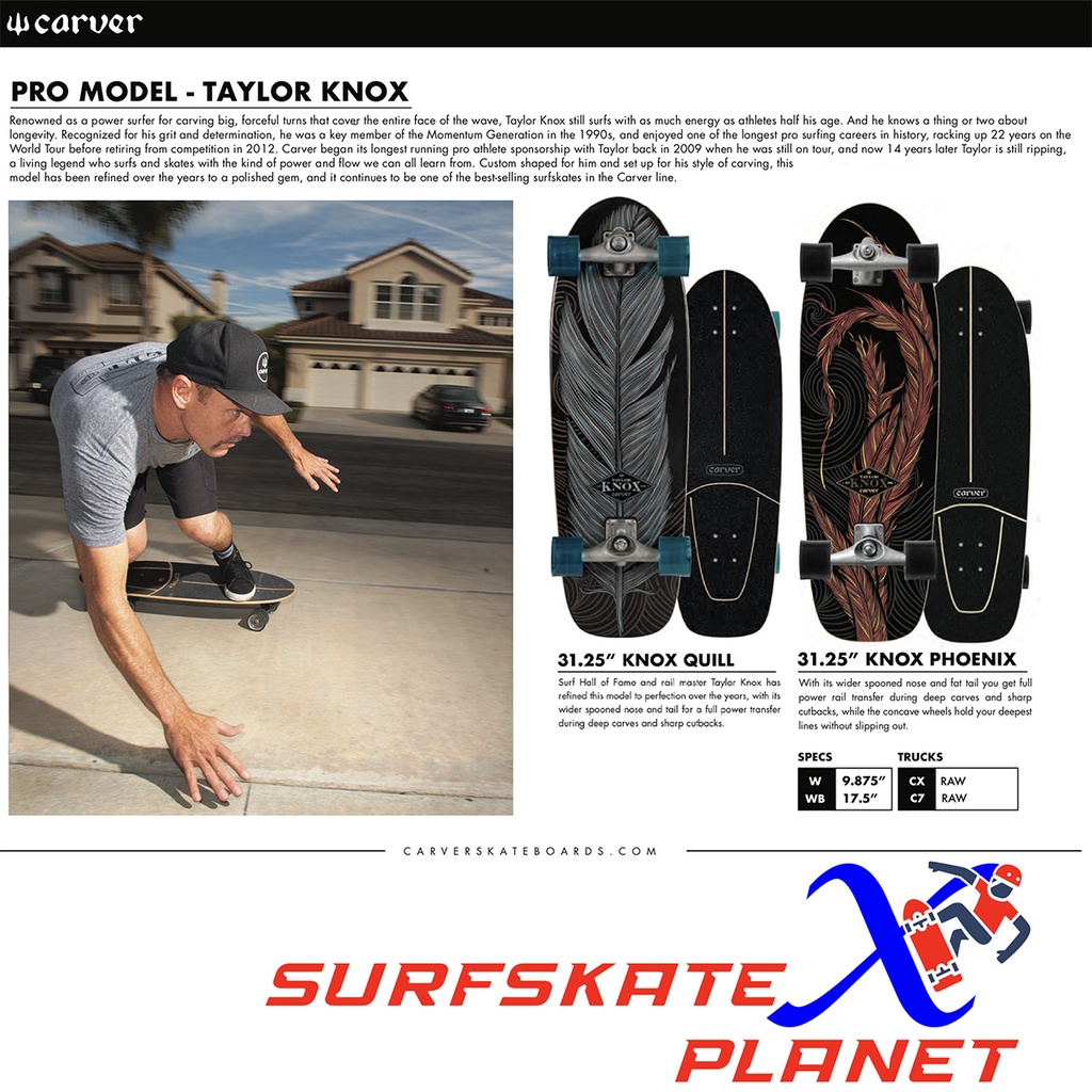 Carver 2022 Pro Model Taylor KNOX Series - Surfskate Planet X - ราคา Official Price Thailand