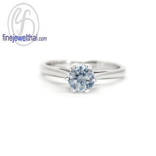 Finejewelthai-แหวนอะความารีน-แหวนพลอย-แหวนเงินแท้-พลอยประจำเดือนเกิด-Aquamarine-Silver-Ring-Birthstone-R1343aq