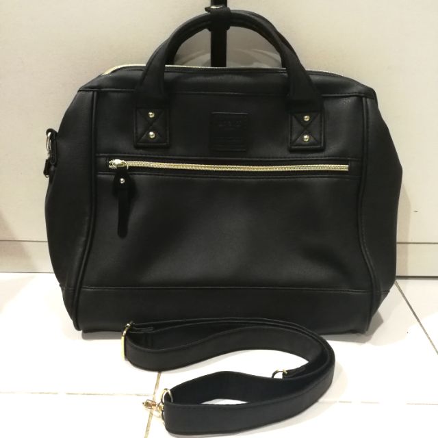 Used Like New💕ส่งฟรี!! กระเป๋าหนังanello classic 2 way bostonสีดำของแท้