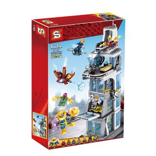 Super Heroes เลโก้จีน SY 1180 ชุด Attack on Avengers Tower จำนวนตัวต่อ 906 ชิ้น