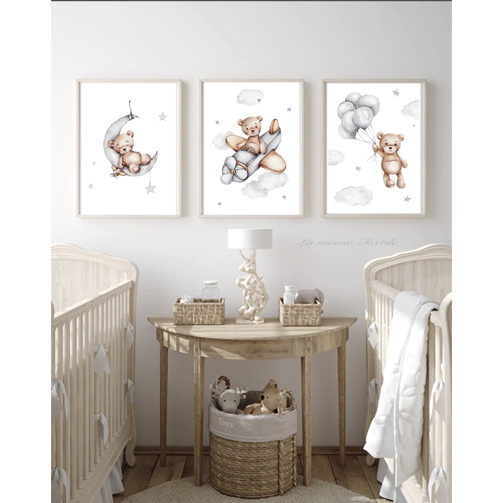 🧸 กรอบรูปหมี  ลายหมี 🧸รูปติดผนัง 🖼 ห้องเด็ก สินค้าพร้อมส่ง 🖼 รูปติดผนังพร้อมกรอบ
