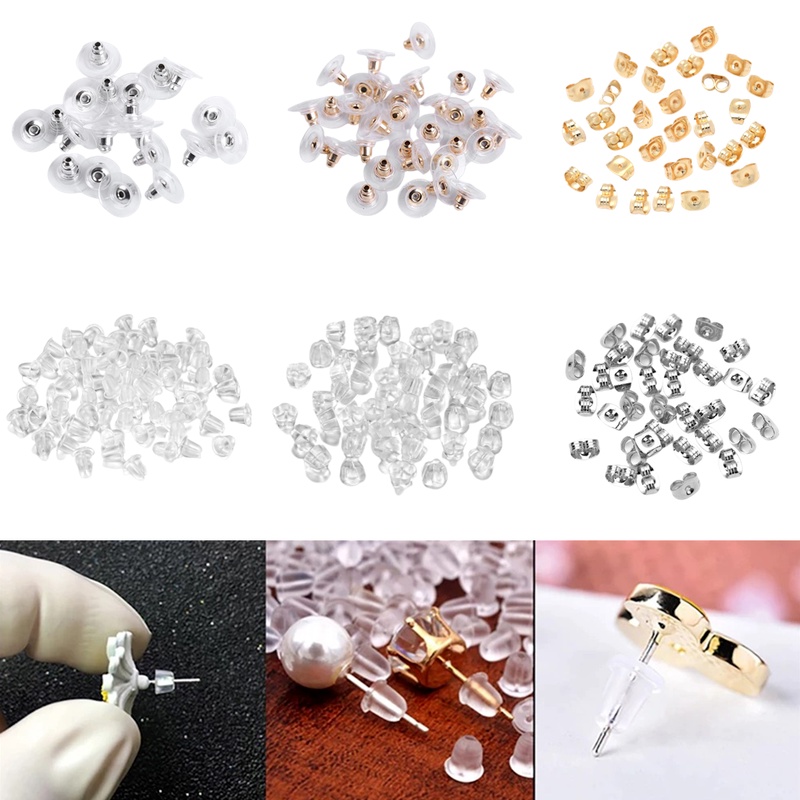 100 ชิ้น ต่างหู ปลั๊กด้านหลัง กันลื่น แพ้ง่าย สําหรับเครื่องประดับ DIY ทําต่างหู งานฝีมือ อุปกรณ์