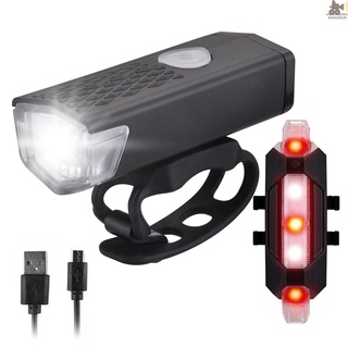 Snakerun Bike Lights Set USB Rechargeable Bicycle Headlight &amp; Tail Light Waterproof Cycling Front Headlight and Back Light Dual Front &amp; Rear Bright Light