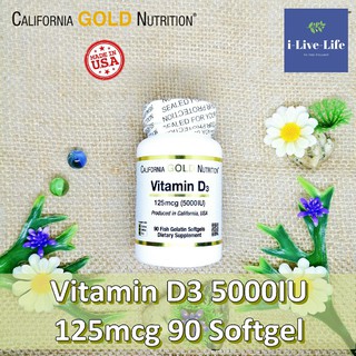 วิตามินดี3 Vitamin D3 125 mcg (5,000 IU) 90 Fish Gelatin Softgels - California Gold Nutrition