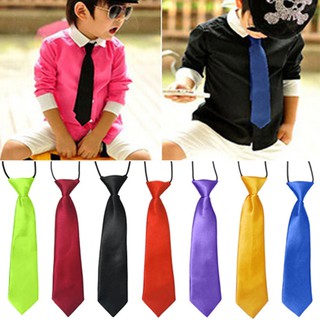 เนคไท เน็คไท สำหรับเด็ก School Boys Kids Children Baby Wedding Banquet Solid Colour Elastic Tie Necktie