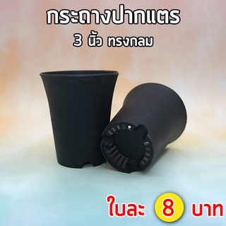 กระถางปากแตร 3 นิ้ว สีดำ เนื้อหนา กระถางาทรงสูง กระถางแคคตัส กระถางพลาสติก กระถางกระบองเพชร