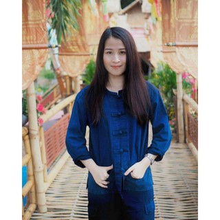 เสื้อหม้อฮ่อมแขนยาวใส่ได้ทั้งหญิงและชาย