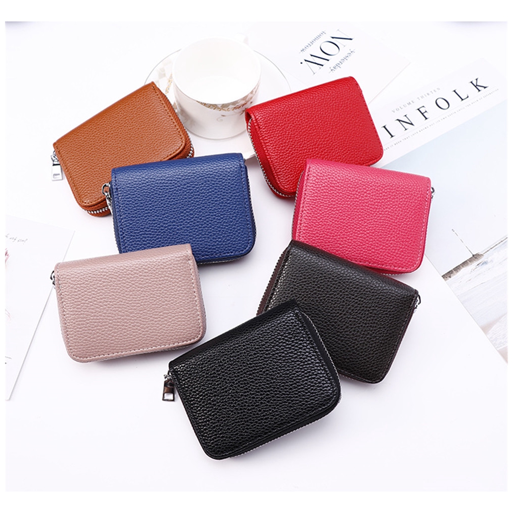 พร้อมส่ง กระเป๋าใส่บัตรเครดิต อเนกประสงค์ สีพื้น สำหรับผู้ชาย และผู้หญิง
