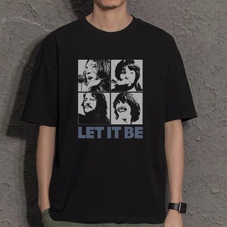 เสื้อยืดคอกลมเสื้อยืดแขนสั้นพิมพ์ลาย The Beatles Beatles Rock Band ทรงหลวมสําหรับผู้ชายS-3XL