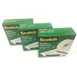 เทป scotch แกนเล็ก 3M รุ่น 810 (กล่องเขียว)แกน1 นิ้วแบบเขียนได้