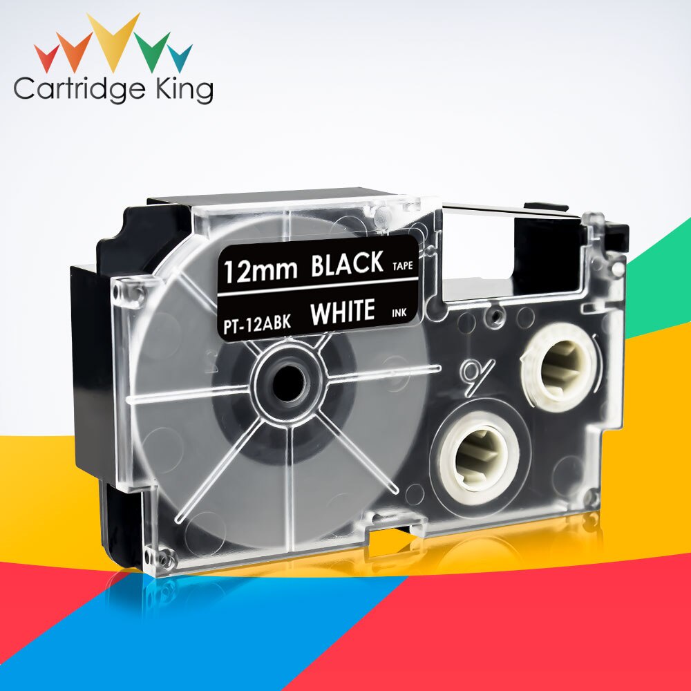 Label Tape XR-12ABK White on Black 12mm*8m Tapes Compatible for Casio KL60 KL100 KL120 KL750 KL780 K