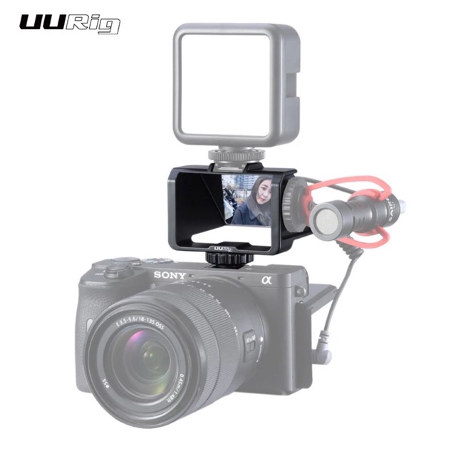 UURig Camera Flip Screen Bracket for Mirrorless Camera with Three Cold Shoe Mount to Microphone LED