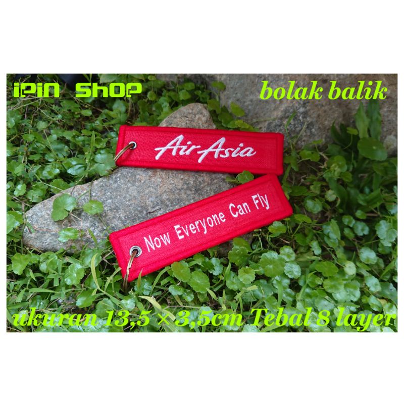 GANTUNGAN Air asia พวงกุญแจปัก 2 ด้านแบบพลิกกลับได้ ขนาด 13.5ซม