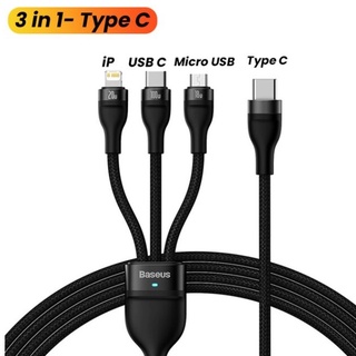 Baseus 100W สายชาร์จเร็ว 3-in-1 Fast Charging Data Cable สายชาร์จ ชาร์จไว หัว Type C สายชาร์จไอโฟน