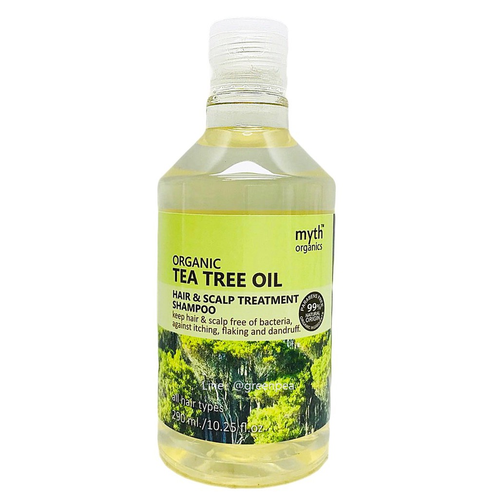 Myth แชมพูทีทรีออยล์ ออแกนิก 290ml กำจัด เชื้อรา,แบคที่เรีย คันศรีษะ # 8854616007319---