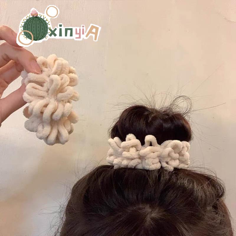 【XINYIA】ที่คาดผมยางยืดเกาหลีแบบนุ่มขนาดใหญ่ที่มัดผมแบบพับได้สำหรับฤดูใบไม้ร่วงและฤดูหนาว