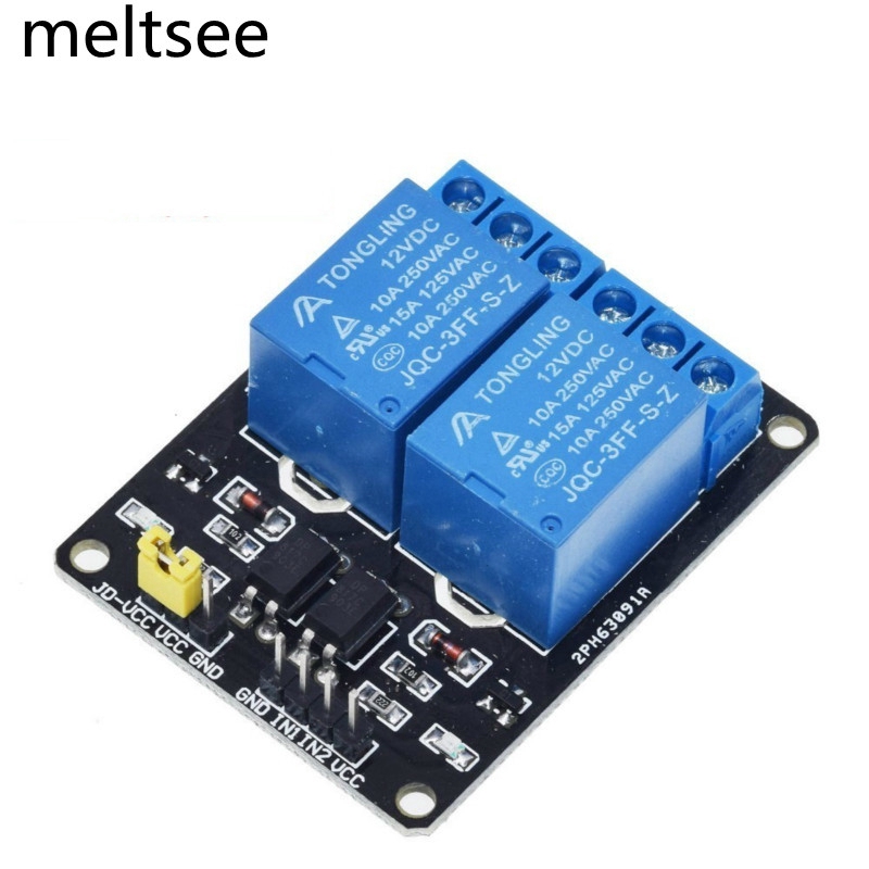12 v 2 channel โมดูลรีเลย์พร้อมกับเอาท์พุท 2 way relay สําหรับ arduino 12V 2 Channel Relay Module