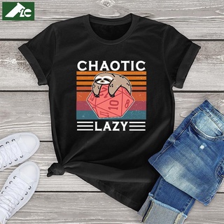 เสื้อยืดแขนสั้น ผ้าฝ้าย พิมพ์ลายกราฟฟิค Chaotic Sloth Official สําหรับผู้หญิง