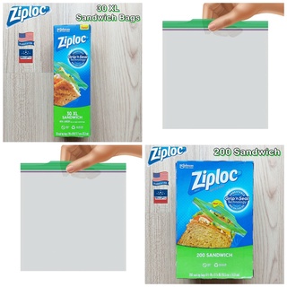 Ziploc® XL Sandwich 30, 200 Bags ถุงแซนวิช ถุงเก็บอาหาร ถุงอเนกประสงค์ Gripn Seal Technology ซีลระบบสามชั้น