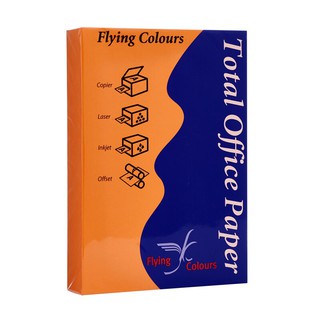 กระดาษสีถ่ายเอกสาร23 A4 80แกรม สีส้มเข้ม 500แผ่น ฟลายอิ้ง Copy color paper 23 A4 80 grams Dark orange 500 sheets Flying