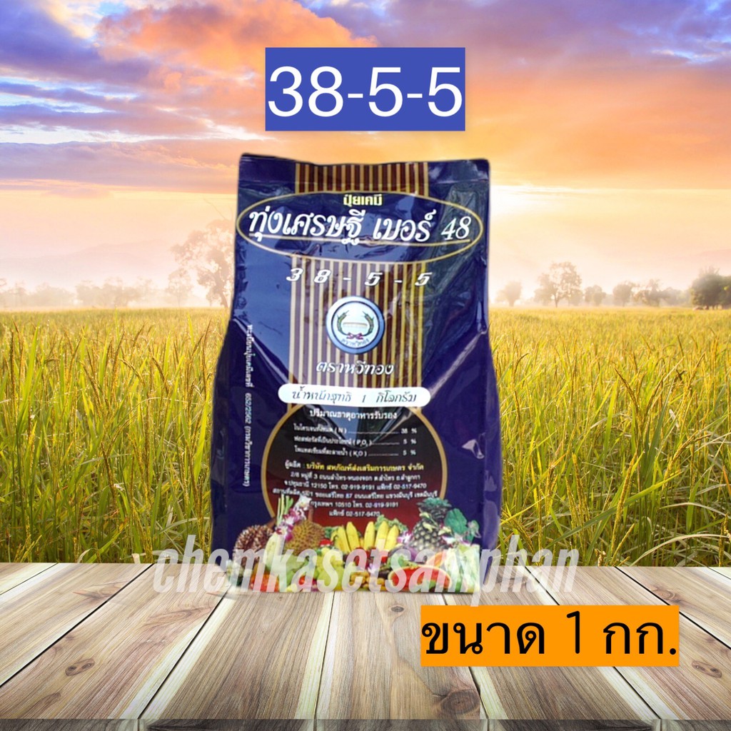 ทุ่งเศรษฐี 38-5-5 ขนาด 1 กก. ปุ๋ยเกล็ดผงสีเขียว ละลายน้ำดี บำรุงใบ บำรุงต้น เร่งการแตกใบอ่อน เร่งการ