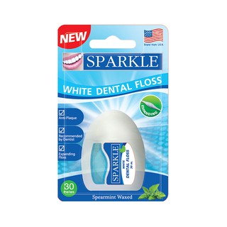 Sparkle White Dental Floss ไหมขัดฟันกลิ่นสเปียร์มินท์ 30 เมตร