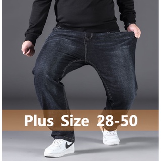 【Plus Size】28-50 Mens Big size stretch-enhanced loose-fitting casual Jeans UbpQ