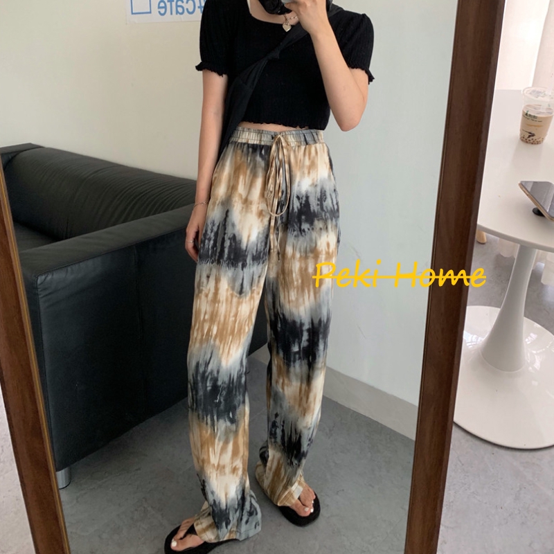 ราคาถูก กางเกงขายาวเอวยางยืด รุ่นNY004 พิมพ์ลายมัดย้อมโทนสีสวยมาก ผ้าเนื้อนิ่มใส่สบาย
