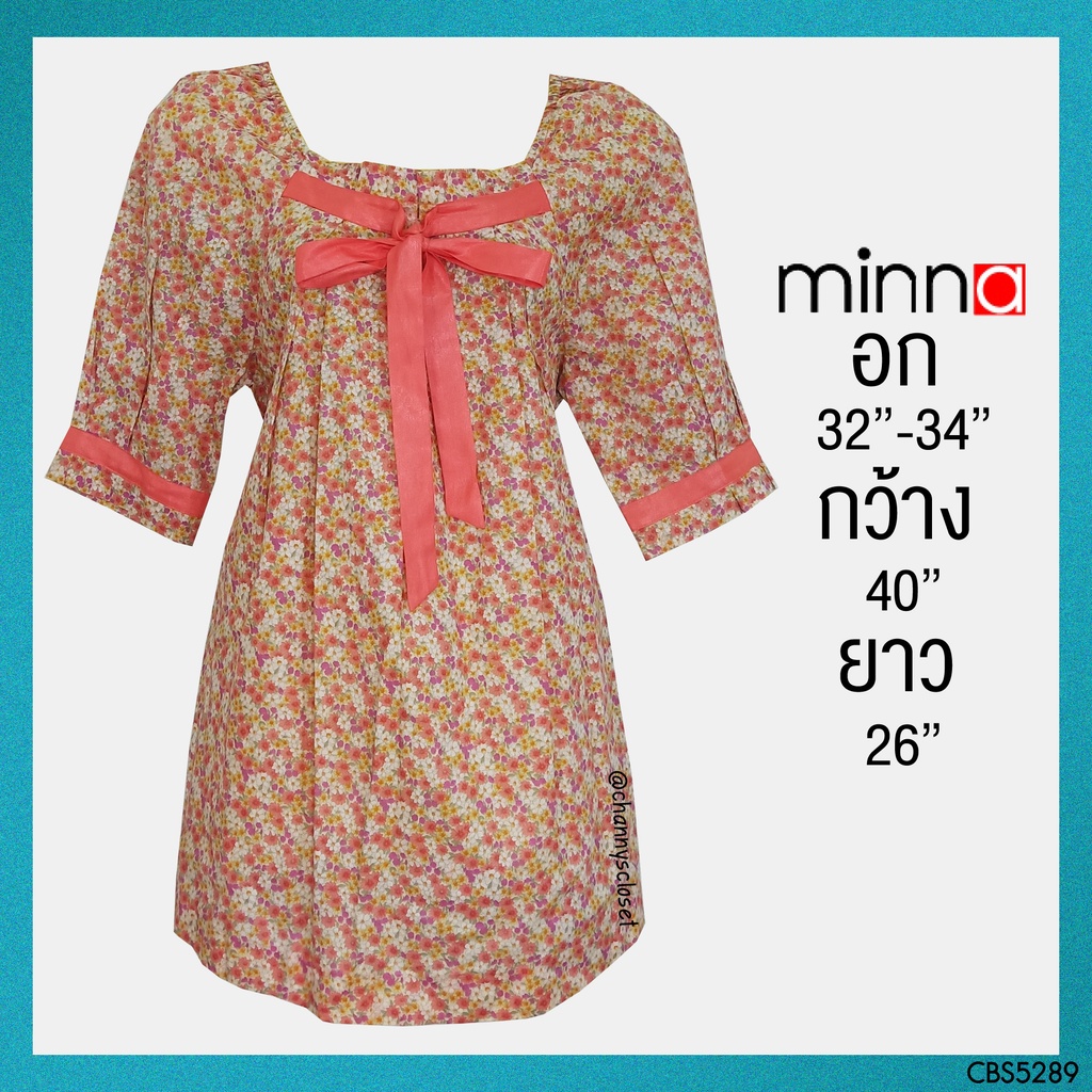 💖USED Itokin Minna - Pink Floral Ruffle Top | เสื้อแขนสั้นสีขาว สีชมพู ลายดอก โบว์ ระบาย ทำงาน แท้ ม