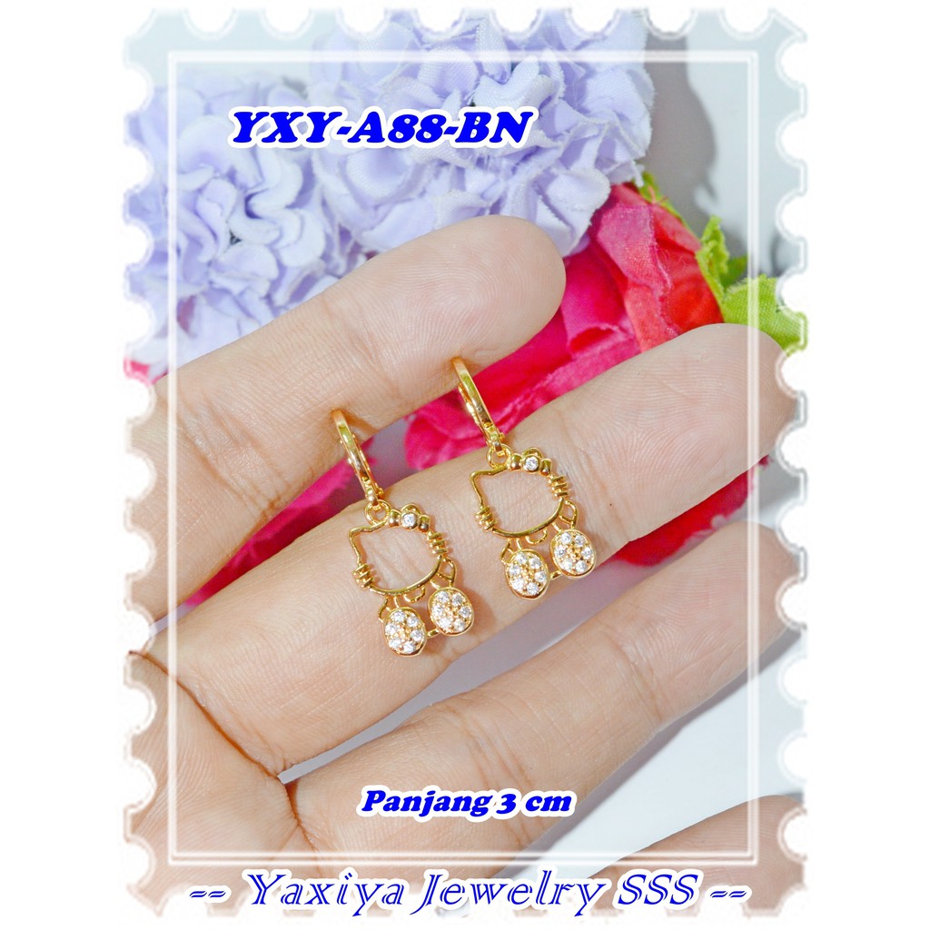 Original Yaxiya ยี่ห้อ 18K Gold Plated ต่างหู YXY-A88-BN Kitty Gold