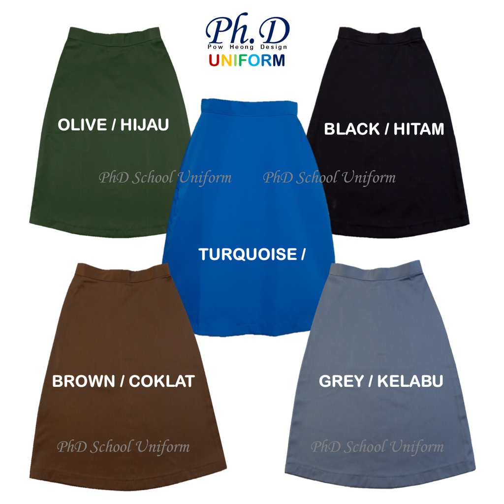 เอว 37,38,39,40,41,42 &above PhD Olive,Black,Brown,Grey,Turquoise Short Skirt School Uniform(TEMPAHA