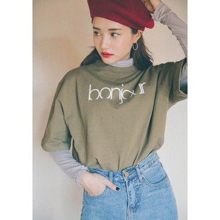 พร้อมส่ง เสื้อยืดสกรีน Bonjour สไตล์เกาหลี