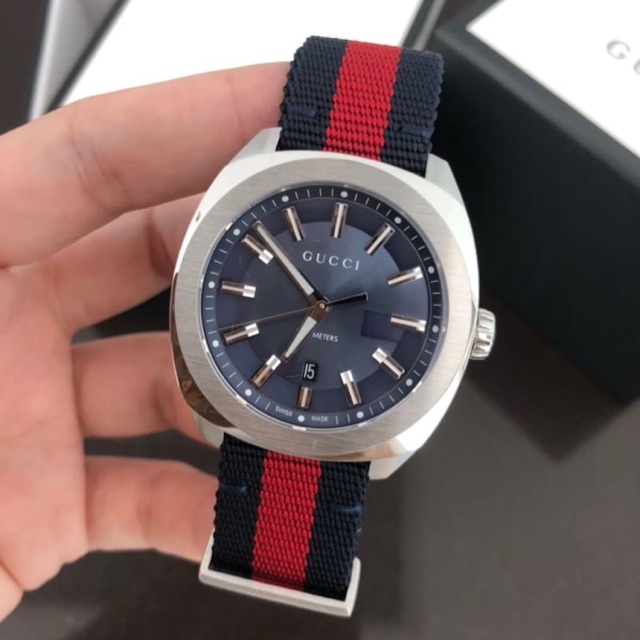 GUCCI GG2570 Blue Dial Blue and Red Nylon Men's Watch Item No. YA142304 41mm